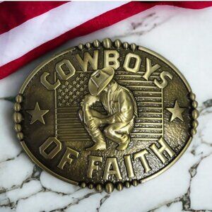 Cowboys Of Faith Western Belt Buckle  American Flag Patriotic Cowboy Belt Buckle